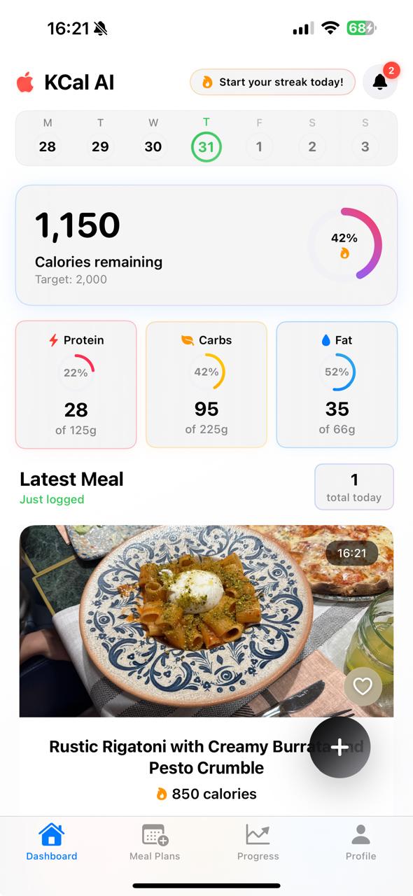 KCal AI Dashboard